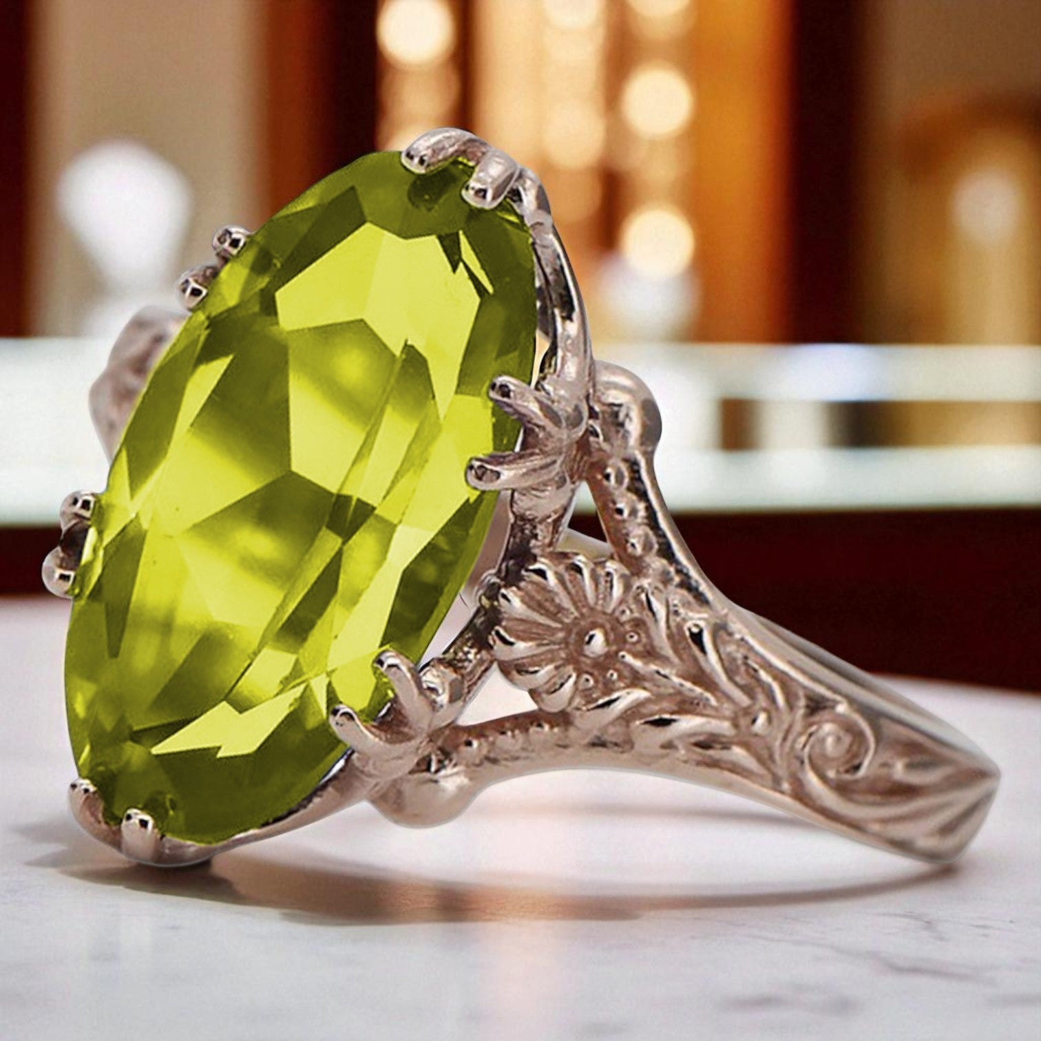 Vintage rose pink 14k gold 585 Peridot ring vrc084 Vintage