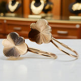 Rose pink 14k 585 gold Vintage leaf earrings ven165
