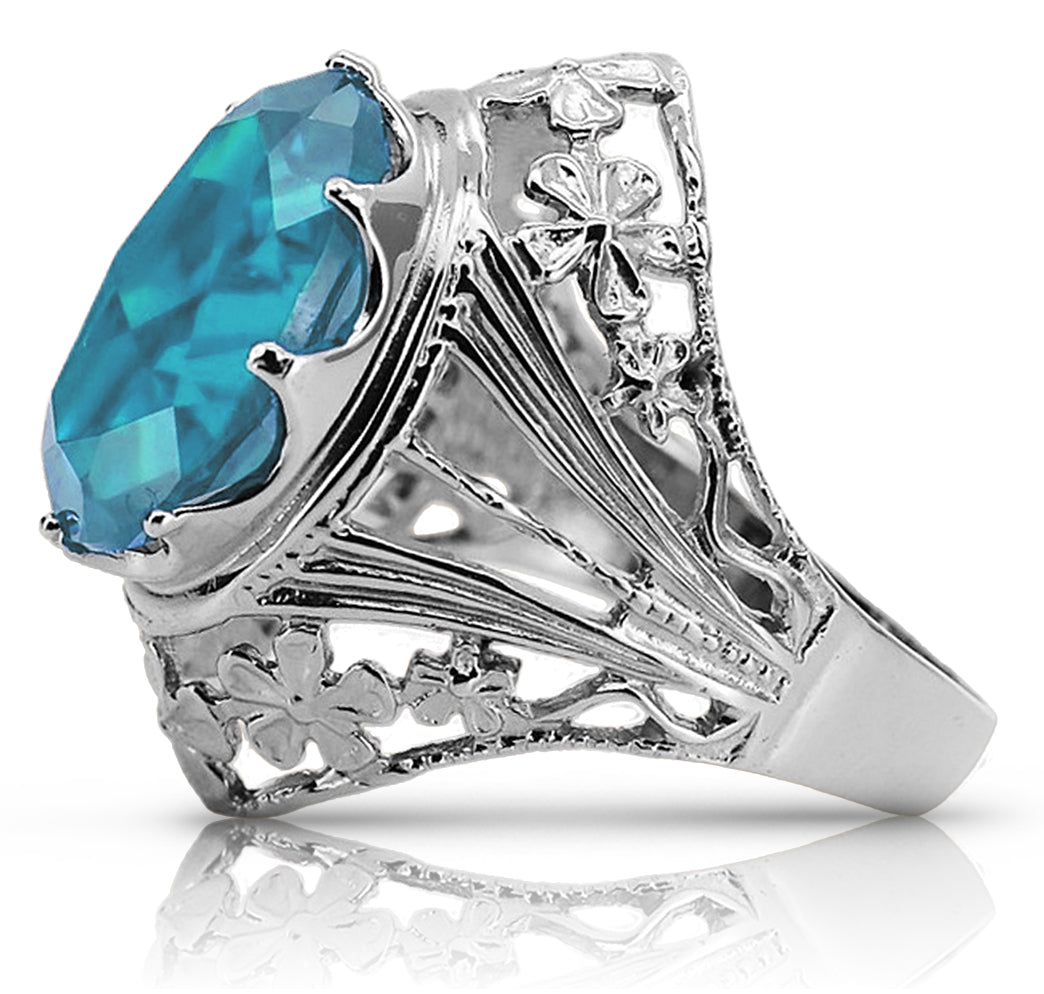 Vintage silver 925 Aquamarine ring vrc031s Vintage vrc031s-aq
