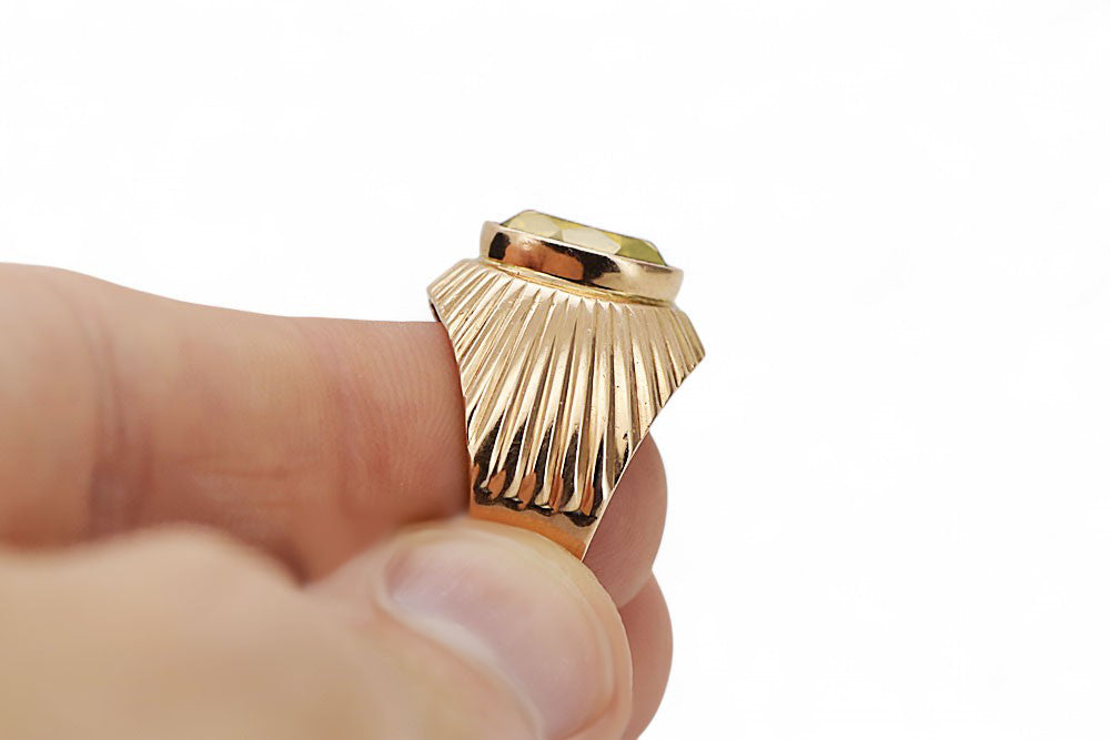 Vintage Jewlery Ring Yellow Peridot Original Vintage 14K Rose Gold vrc127r