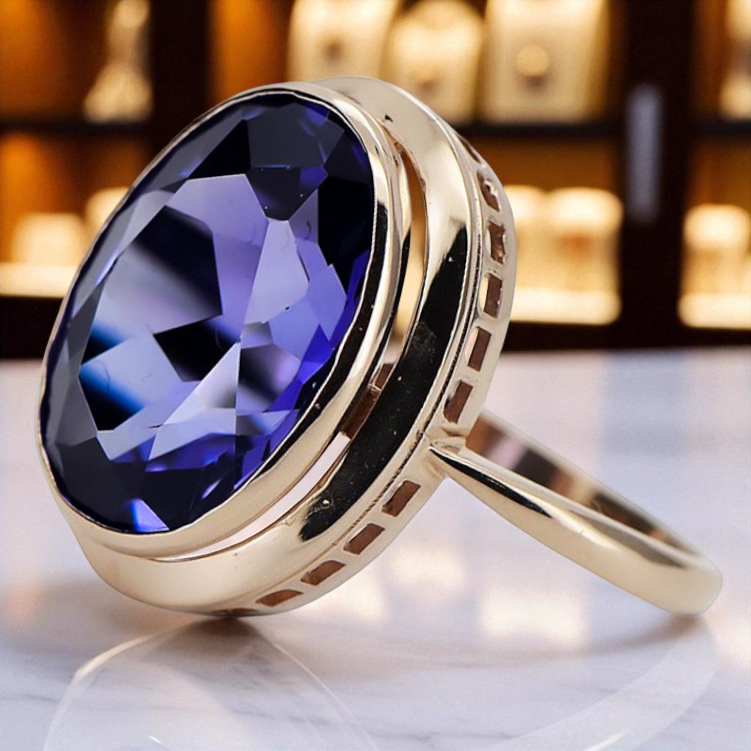 Rose pink 14k gold 585 Sapphire ring vrc285 Vintage Russian Soviet style