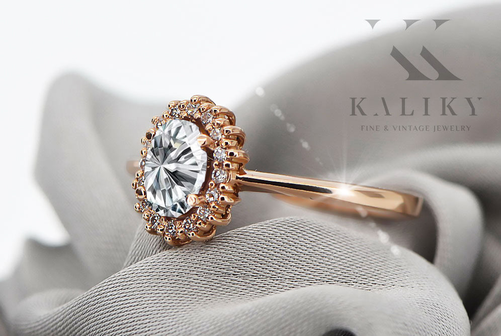 Ring Vintage Jewlery Zircon Original Vintage 14K Rose Gold crc009r