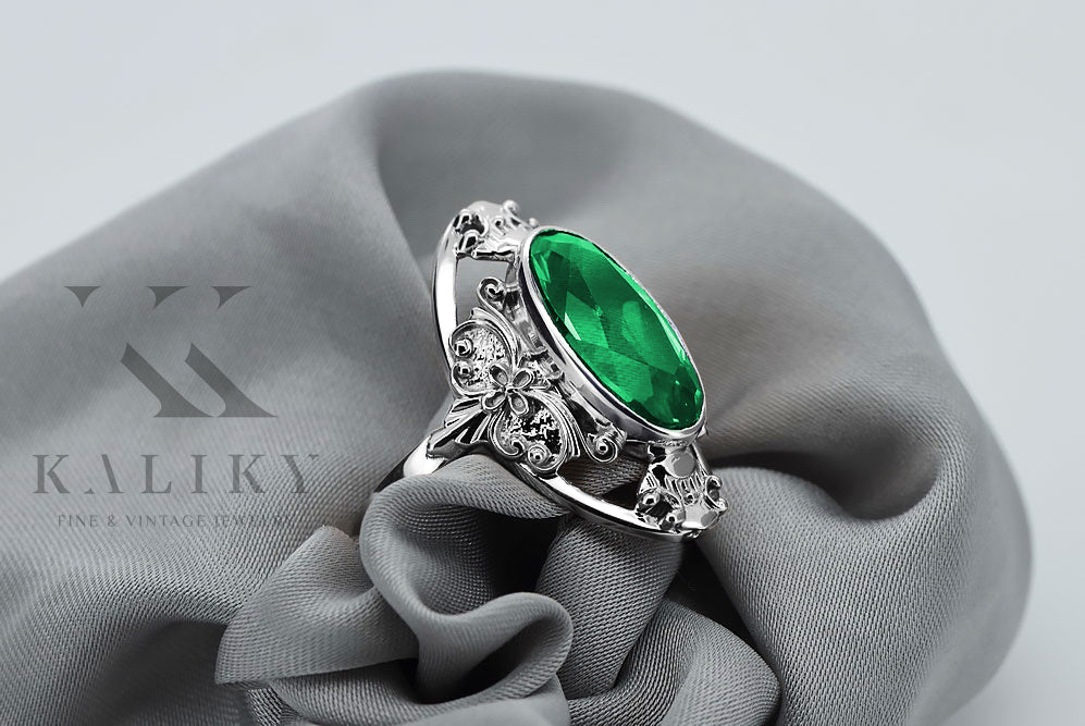 Vintage silver 925 Emerald ring vrc014s Vintage vrc014s-em
