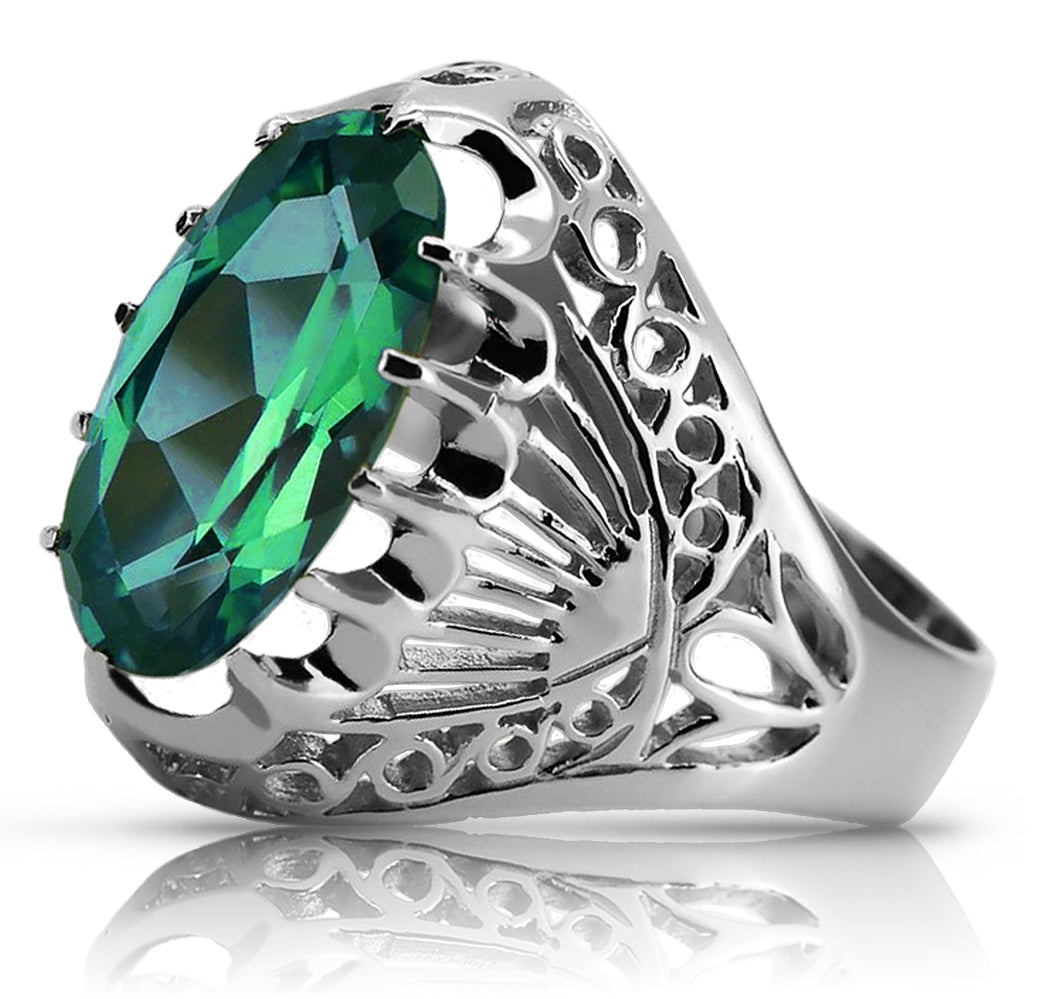 Vintage silver 925 Emerald ring vrc020s Vintage