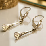 Vintage rose pink 14k 585 gold Vintage Hanging earrings ven160