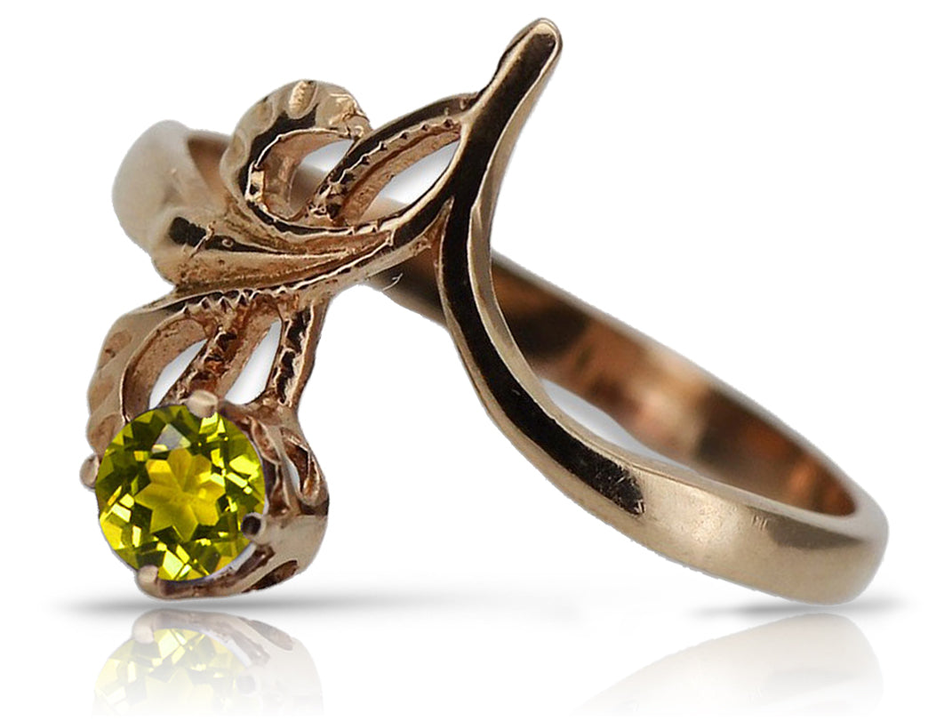 Vintage Rose pink 14k Gold 585 Peridot Ring vrc095 Vintage vrc095r-yp