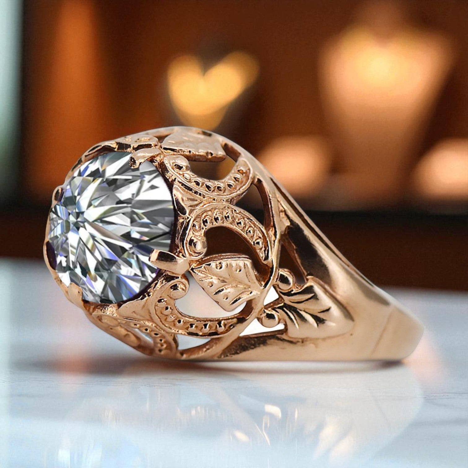 Ring Zircon Original Vintage 14K Rose Gold Vintage style vrc080r vrc080r-zi