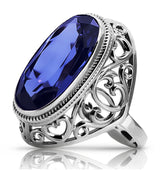 Silver 925 Soviet Russian style sapphire ring vrc184s Vintage