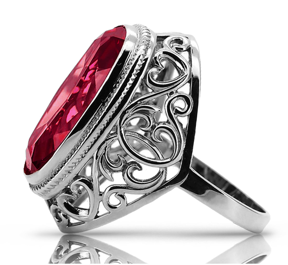 Silver 925 Soviet Russian style ruby ring vrc184s Vintage