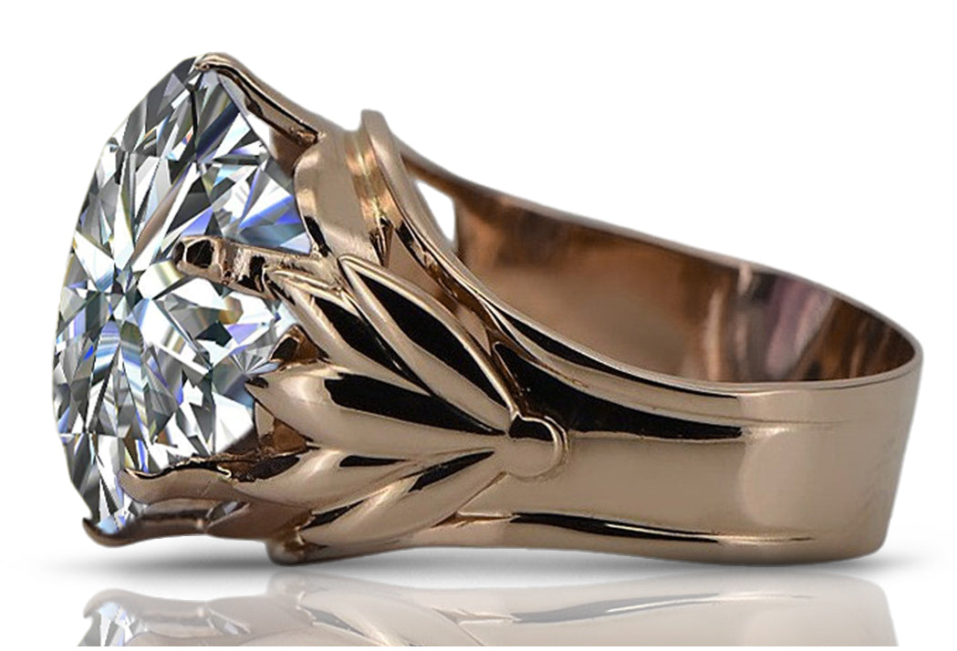 Vintage rose pink 14k gold 585 Cubic Zircon ring vrc029 Vintage