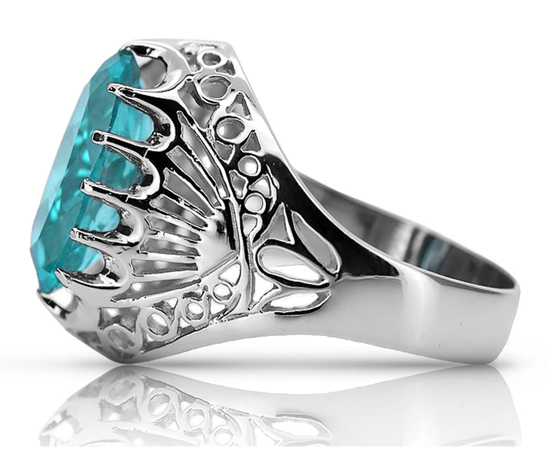 Vintage silver 925 Aquamarine ring vrc020s Vintage