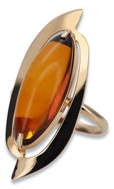 Vintage rose 14k 585 gold amber ring vrab008