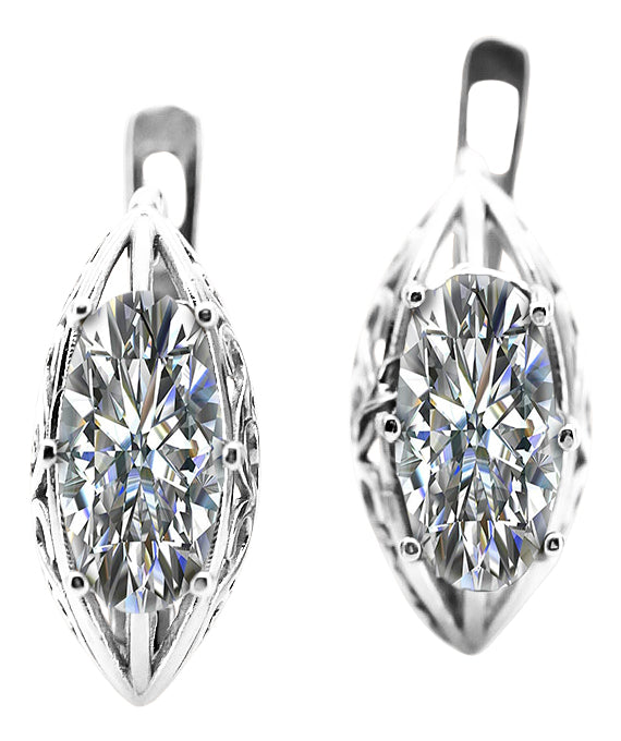 Vintage 925 Silver zircon earrings vec141s Russian Soviet style vec141s-zi