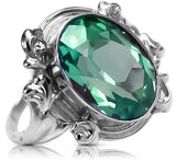 Vintage Emerald Silver Ring 925 Oval 8x12mm