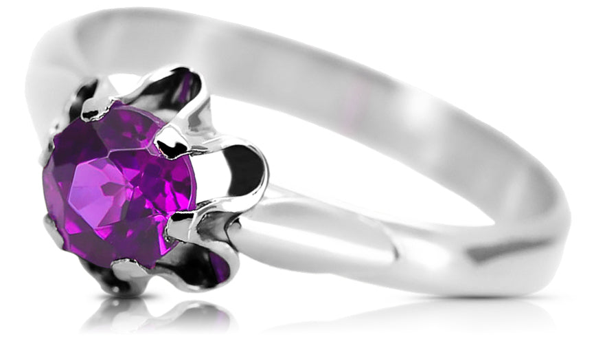 Vintage Jewlery Ring Amethyst Sterling silver 925 vrc094s vrc094s-am