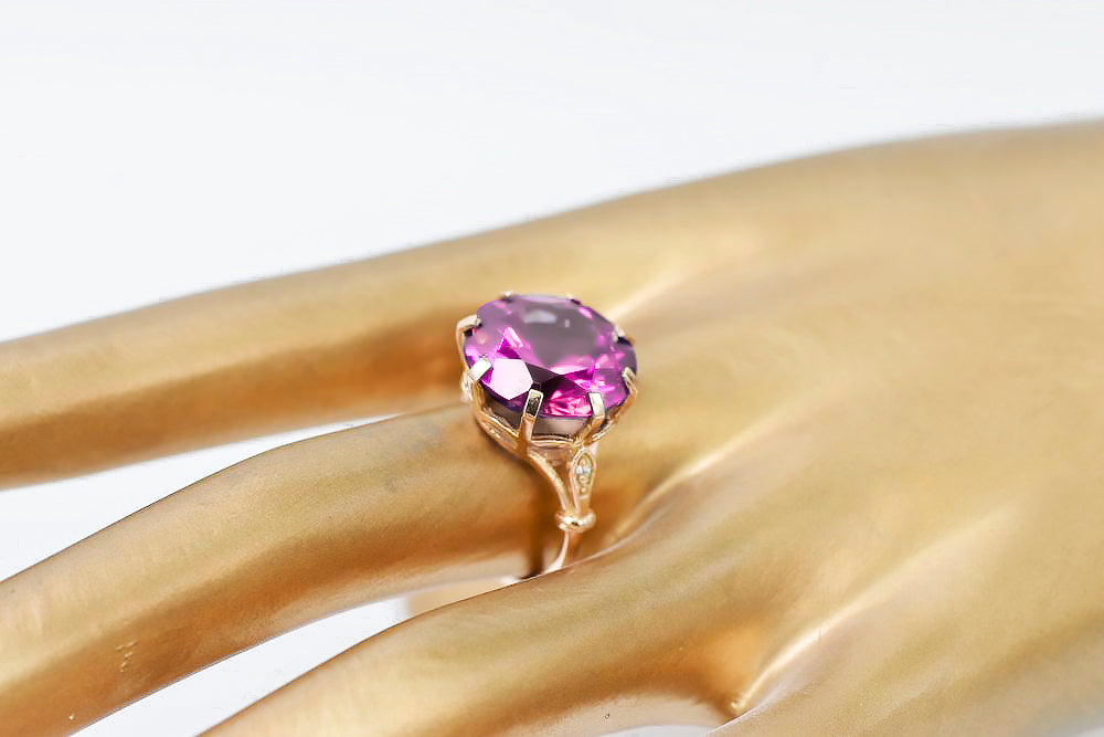 Original Vintage 14K Rose Gold Amethyst Ring Vintage style vrc073r vrc073r-am