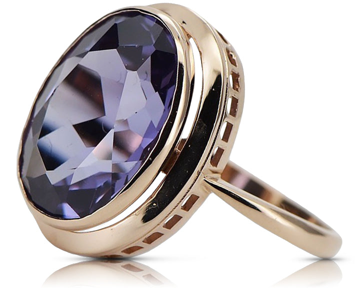 Rose pink 14k gold 585 Alexandrite ring vrc285 Vintage Russian Soviet style