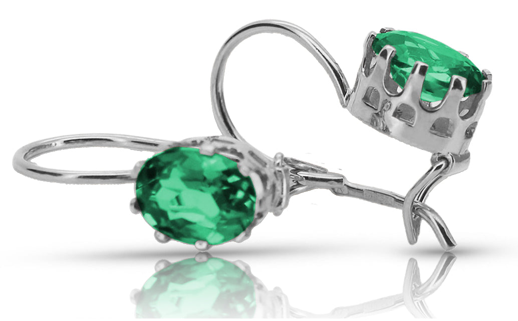 Vintage Vintage 925 Silver Emerald earrings vec196s vec196s-em
