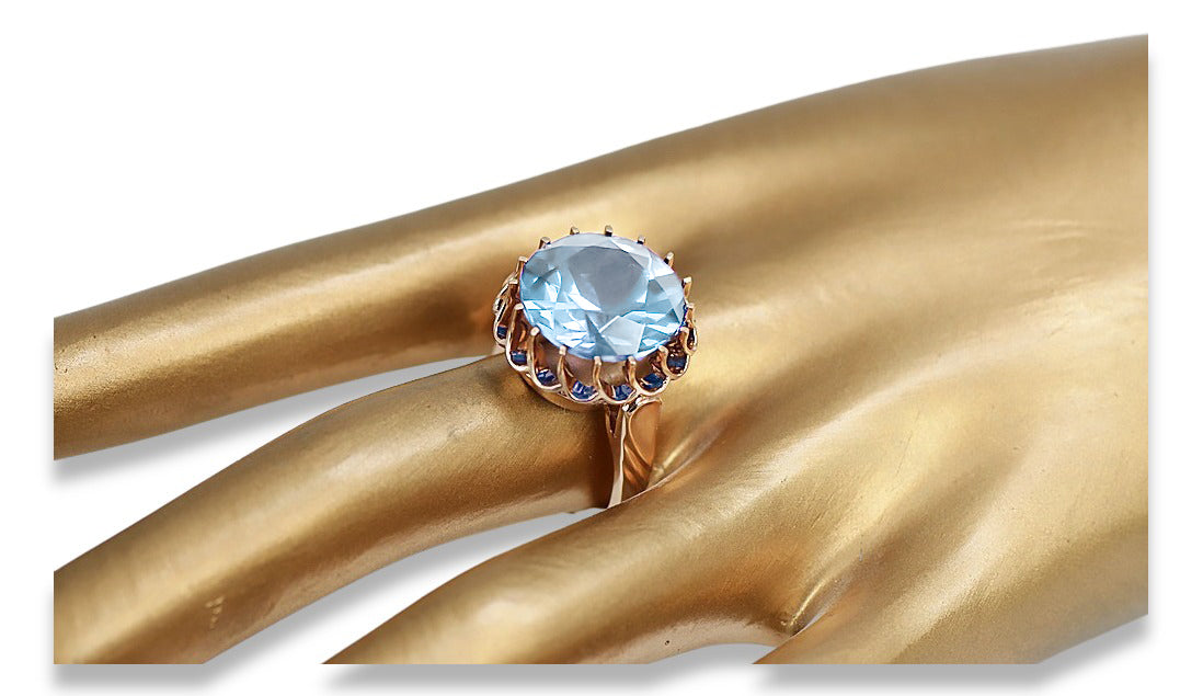 Aquamarine Original Vintage 14K Rose Gold Ring Vintage style vrc035r vrc035r-aq