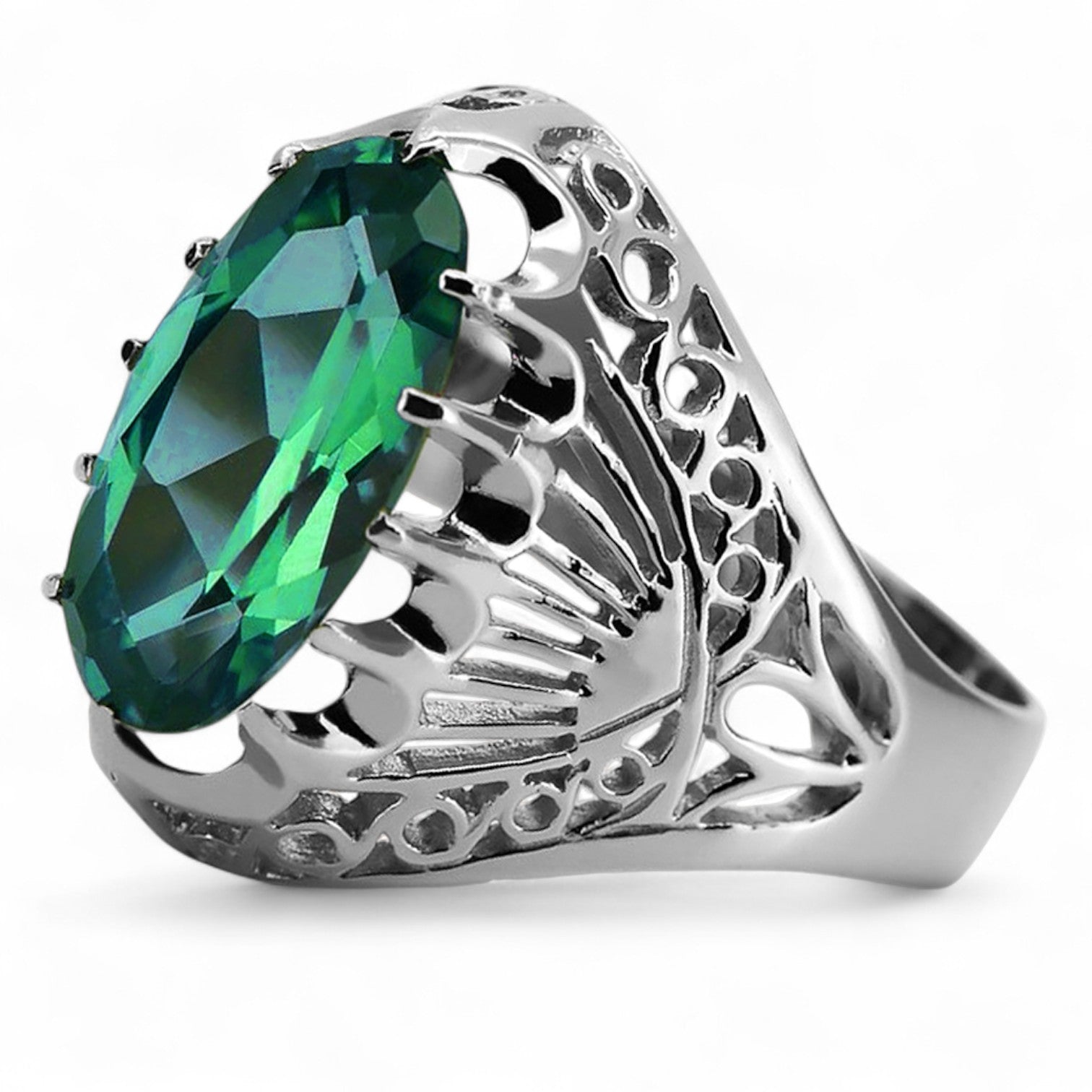 Vintage silver 925 Emerald ring vrc020s Vintage vrc020s-em