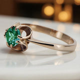 Vintage rose pink 14k gold 585 Emerald ring vrc348 Vintage