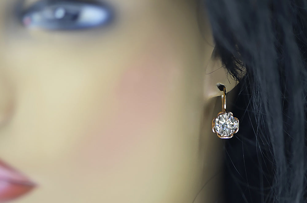 Earrings Vintage style Zircon Original Vintage 14K Rose Gold vec029r