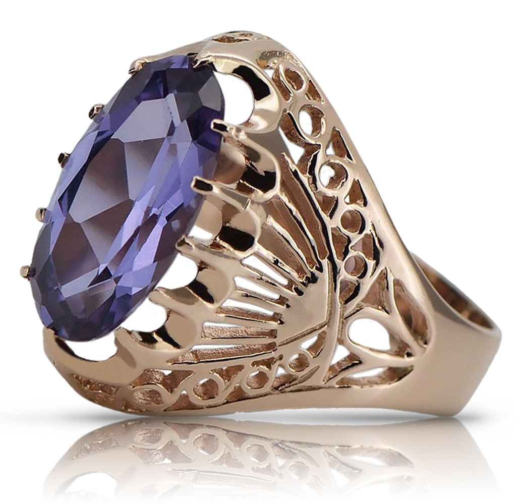 Vintage rose pink 14k gold 585 Alexandrite ring vrc020 Vintage