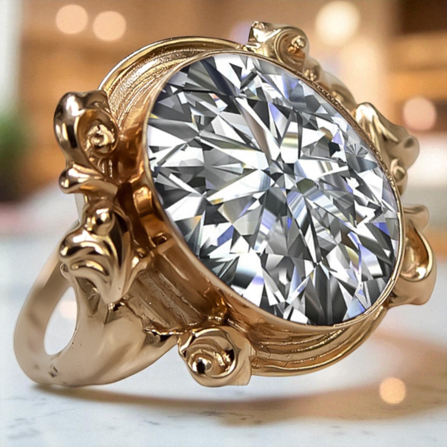 Zircon Original Vintage 14K Rose Gold Ring Vintage Jewlery vrc100r vrc100r-zi