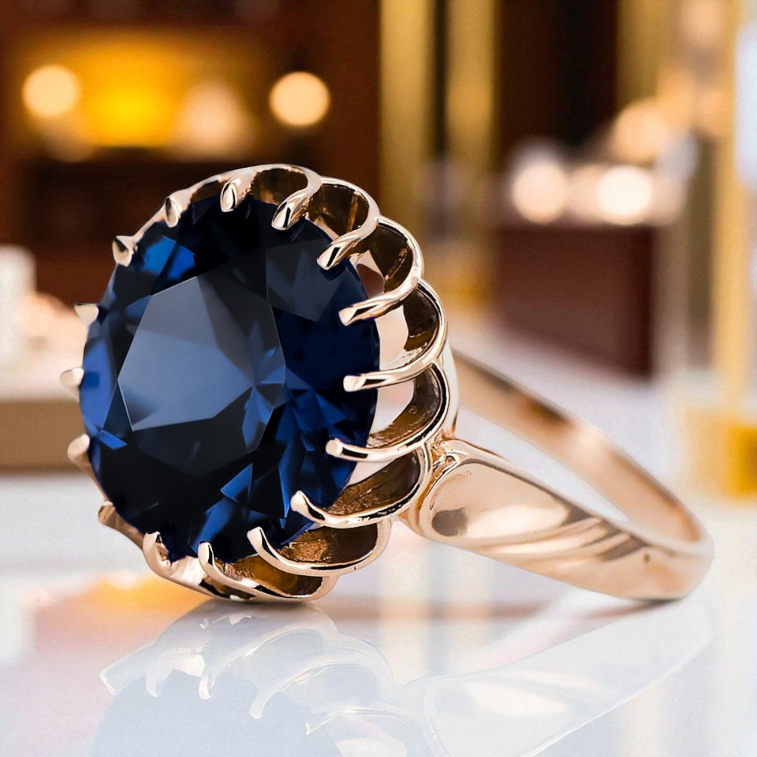 Sapphire Original Vintage 14K Rose Gold Ring Vintage Jewlery vrc035r vrc035r-sp