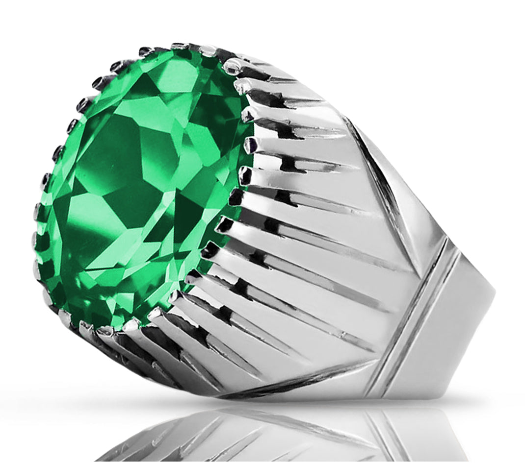 Vintage silver 925 Emerald ring vrc048s Vintage Russian Soviet style vrc048s-em