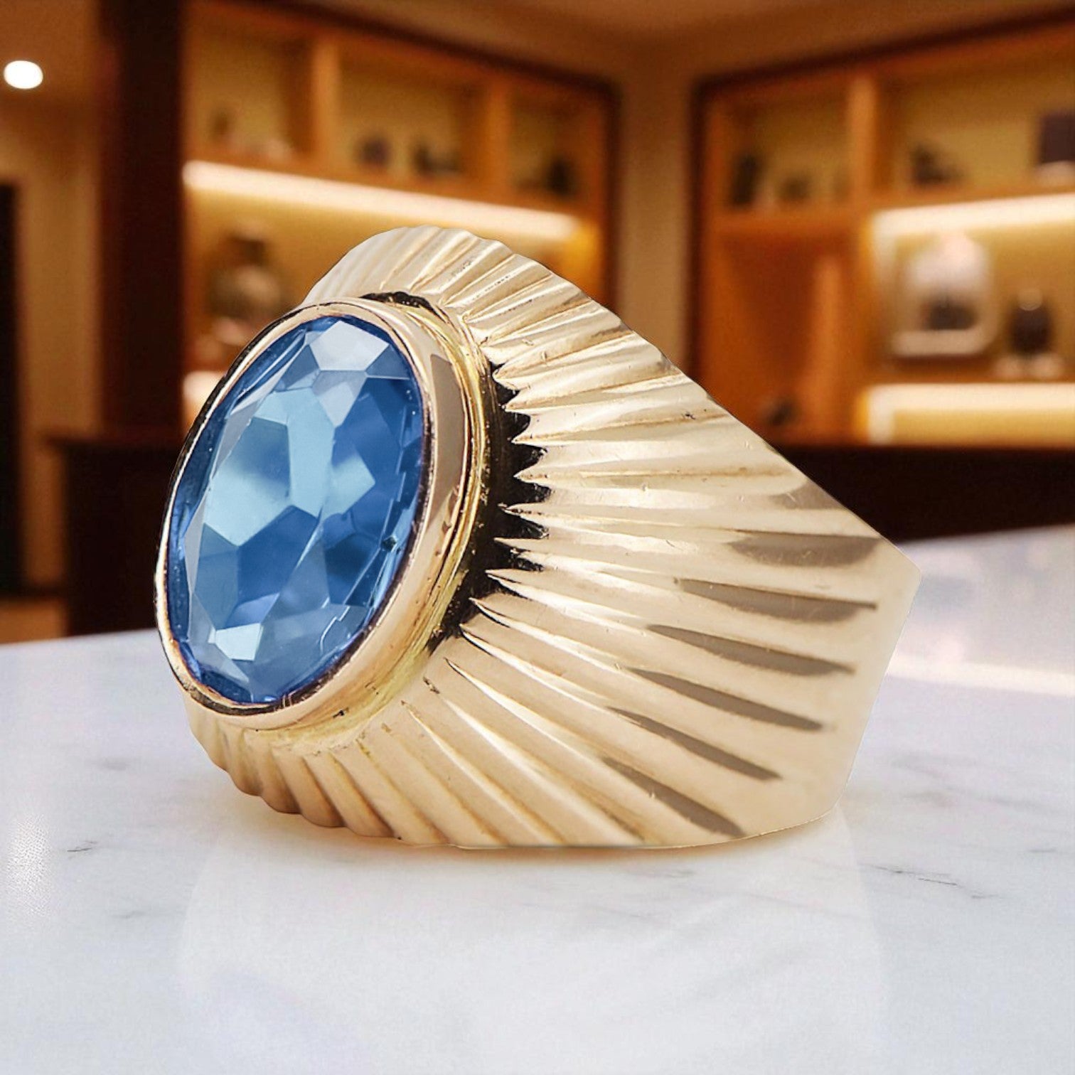 Original Vintage 14K Rose Gold Aquamarine Ring Vintage craft vrc127r vrc127r-aq