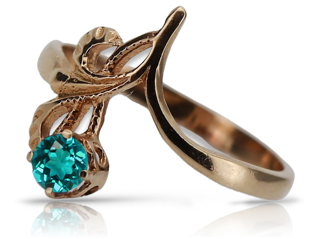 Vintage 925 Silver Rose Gold Plated Aquamarine Ring vrc095rp Vintage