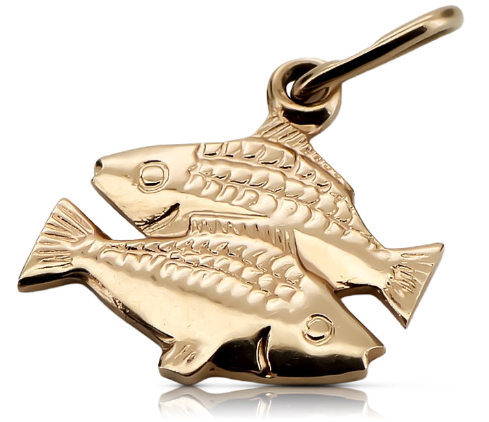 Pendant pendant made of rose red gold 14k 585 Vintage Fish zodiac vzp010