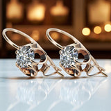 Rose pink 14k 585 gold zircon earrings vec035 Vintage Russian Soviet style vec035r-zi