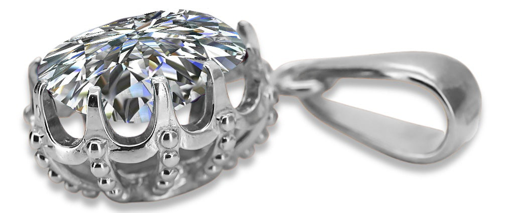 Sterling silver 925 Zircon Pendant Vintage style vpc008s vpc008s-zi