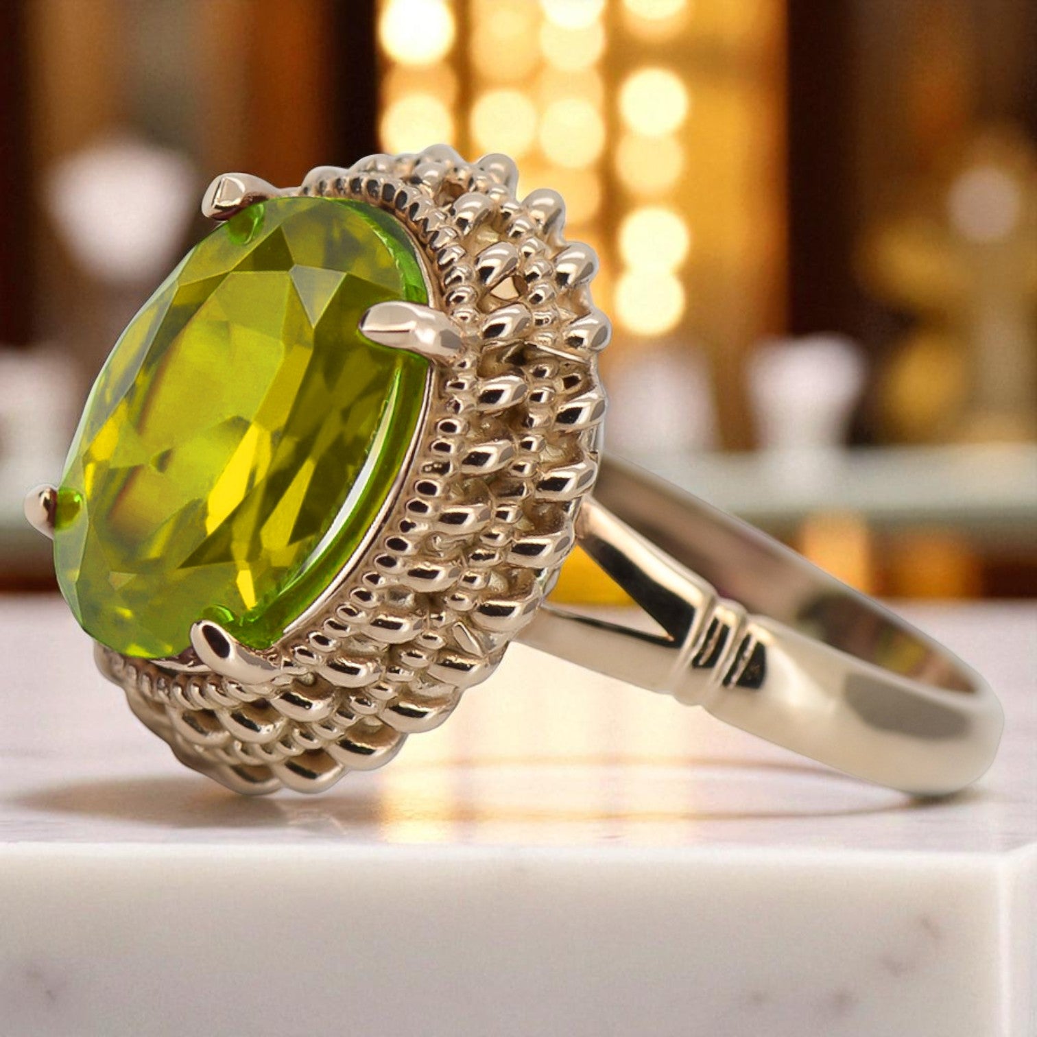 Vintage rose pink 14k gold 585 Peridot ring vrc068 Vintage vrc068r-yp
