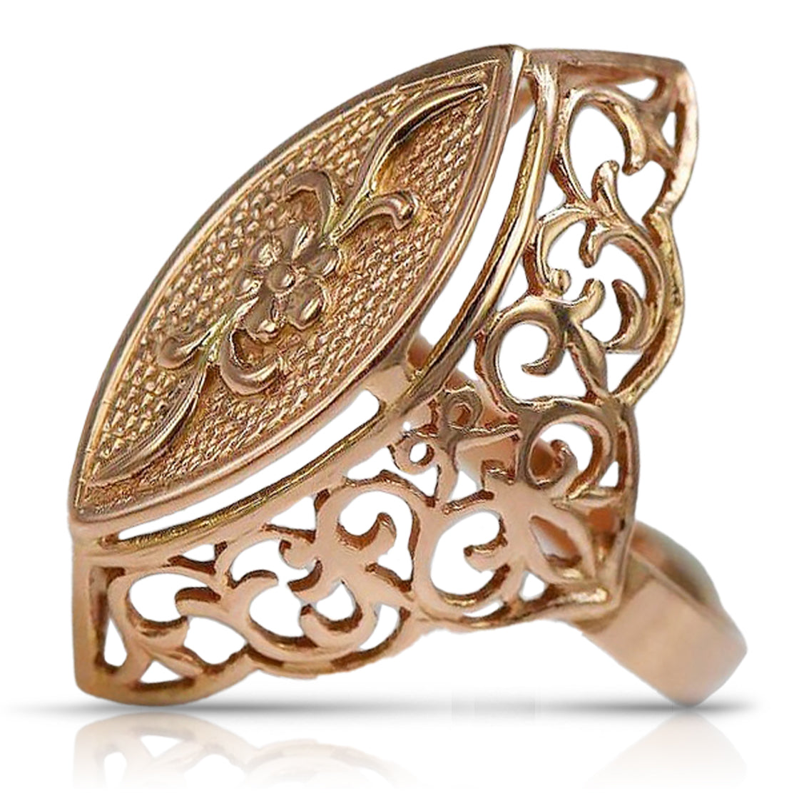 Rose pink 14k 585 gold ring vrn016 Russian Soviet Vintage jewelry style