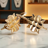 Vintage rose pink 14k 585 gold  Vintage leaf earrings ven098