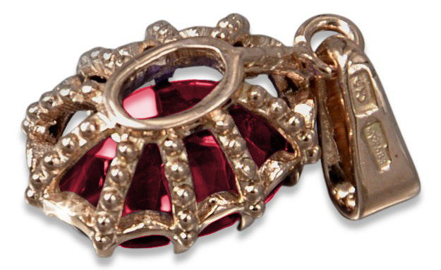 Vintage craft Pendant Ruby Original 14K Rose Gold vpc008r vpc008r-rb