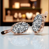 Rose pink 14k 585 gold zircon earrings vec174 Vintage