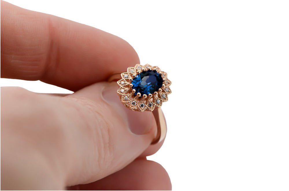 Vintage Ring Sapphire Original Vintage 14K Rose Gold crc012r crc012r-sp