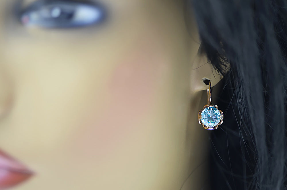 Aquamarine Original Vintage 14K Rose Gold Earrings Vintage Jewlery vec029r vec029r-aq