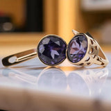 Vintage rose pink 14k 585 gold Alexandrite earrings vec107