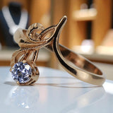 Vintage Rose pink 14k Gold 585 Alexandrite Ring vrc095 Vintage