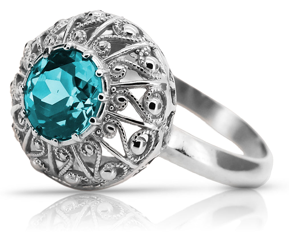 Vintage silver 925 Aquamarine ring vrc059s Vintage