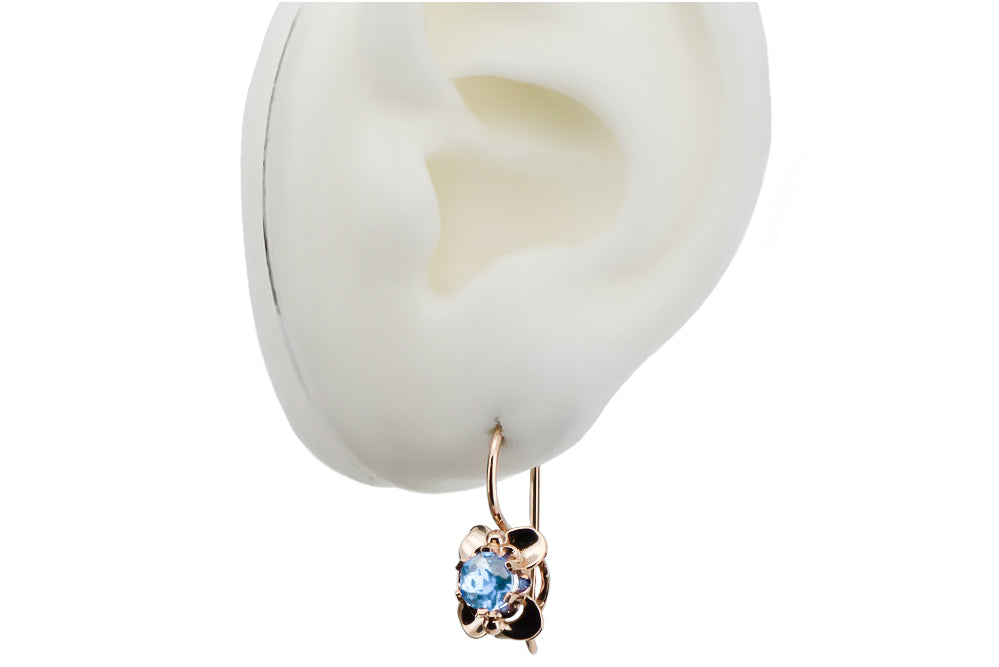 Original Vintage 14K Rose Gold Aquamarine Earrings Vintage vec116r vec116r-aq