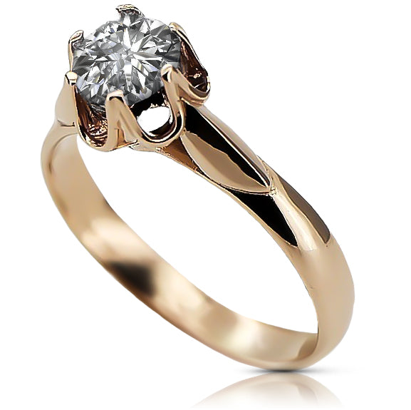 Rose pink 14k gold 585 Cubic Zircon ring vrc122 Vintage