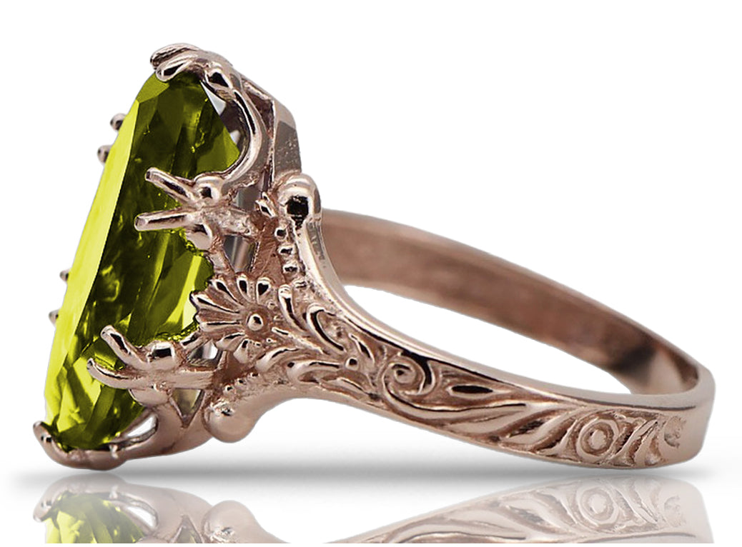 Vintage rose pink 14k gold 585 Peridot ring vrc084 Vintage