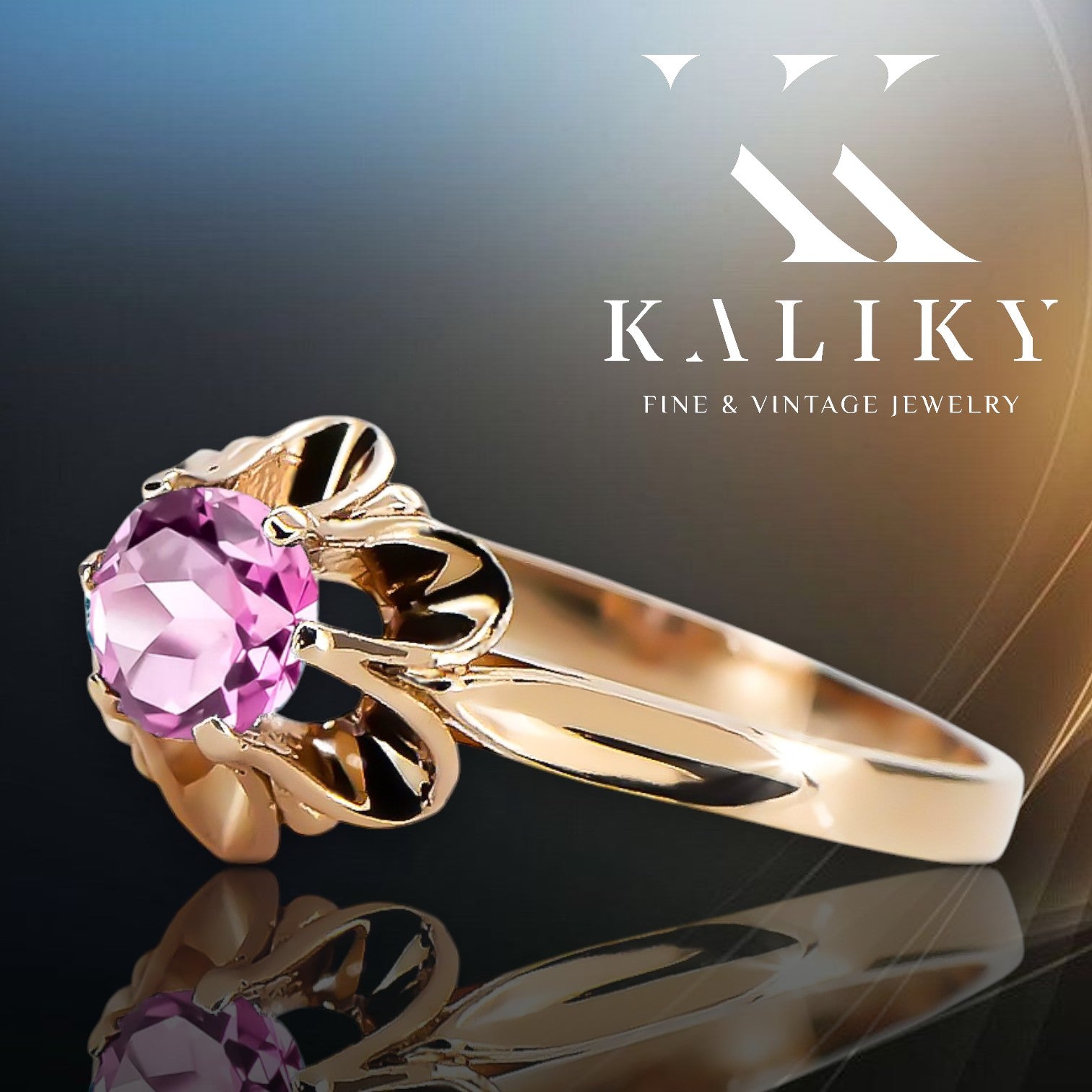 Ring Amethyst Original Vintage 14K Rose Gold Vintage vrc004r vrc004r-am