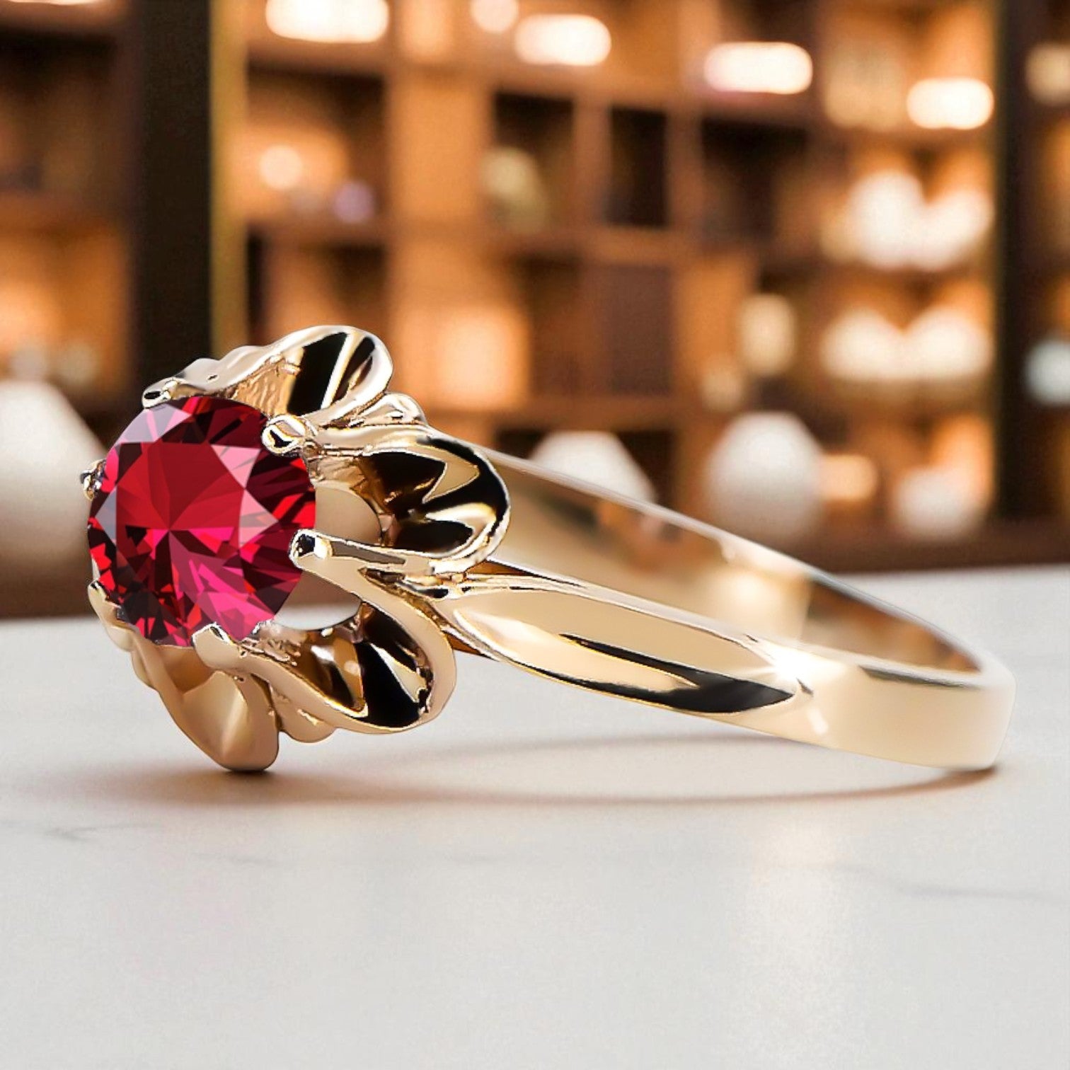 Ruby Original Vintage 14K Rose Gold Ring Vintage craft vrc004r vrc004r-rb